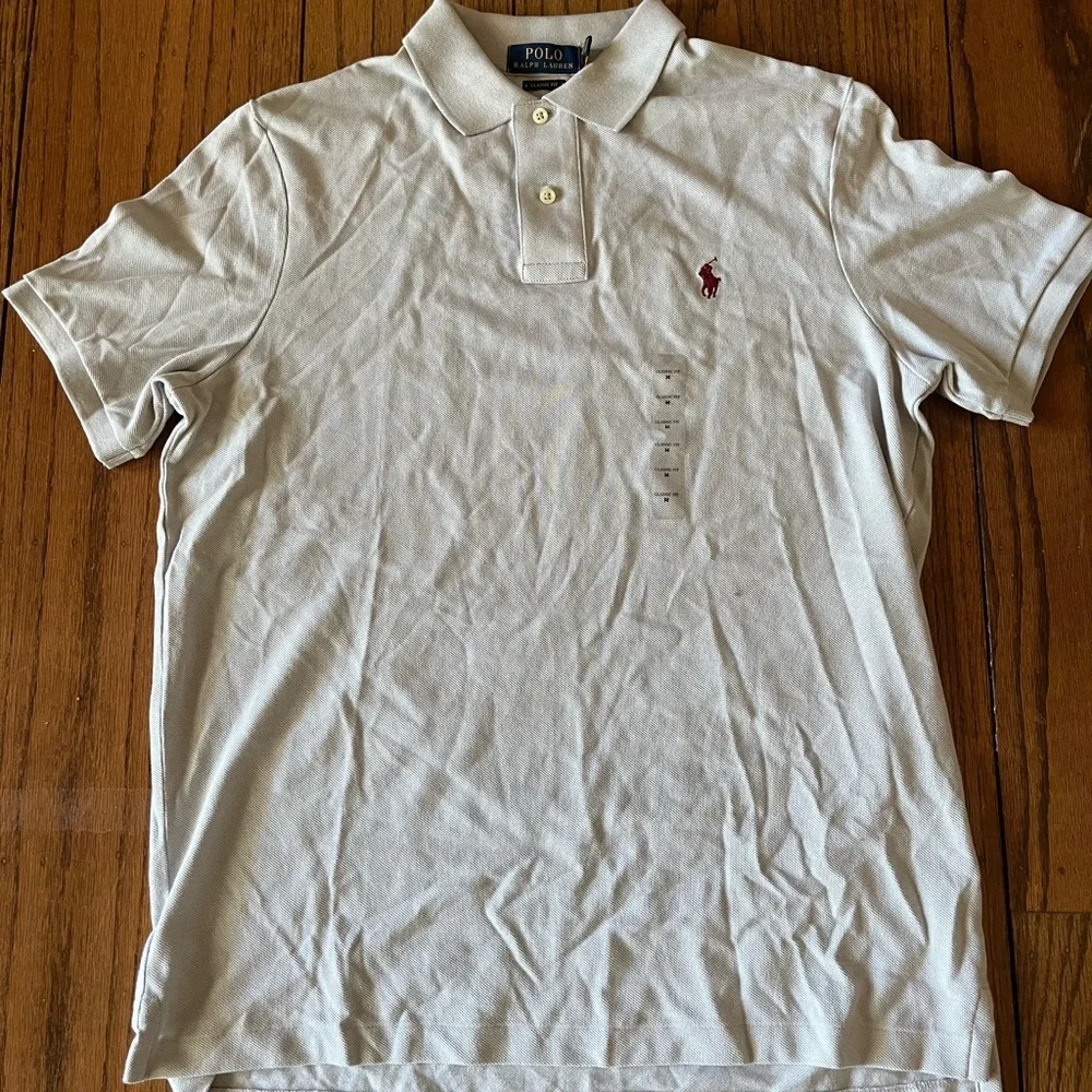 Polo by Ralph Lauren Gray Men's Polo Shirt, Size M